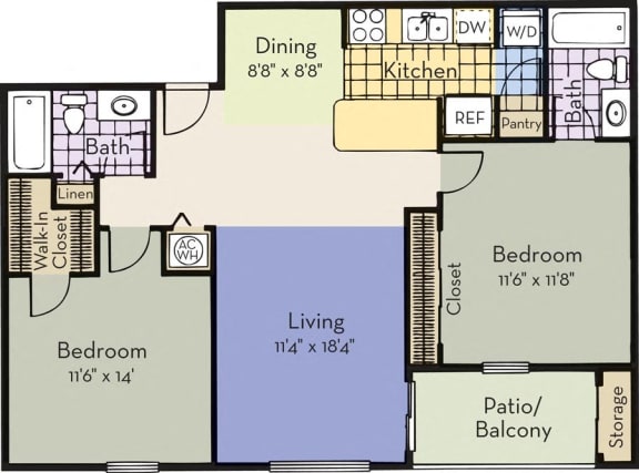2 bed 2 bath at Laurel Oaks Apartments, Tampa, Florida