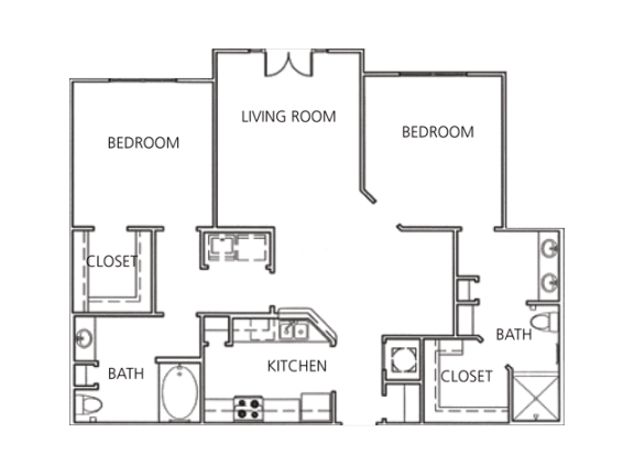 2 Bedroom 2 Bath 1,234 Sq.Ft. Tulane Floor Plan at  The Orleans of Decatur, Decatur, 30033