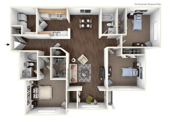 Calumet Sunroom 3 Bedroom 2 Bath Floorplan at Lullwater at Calumet, Georgia, 30263