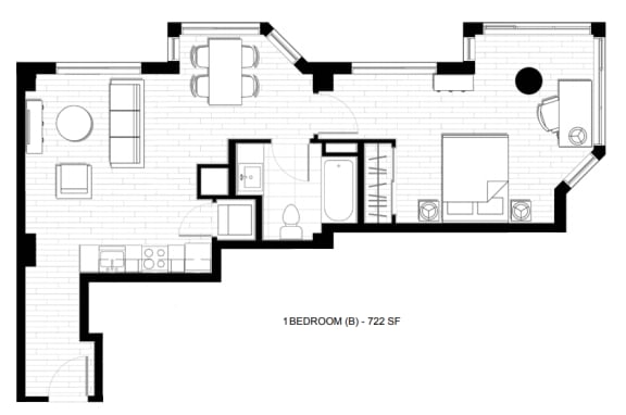 O2 Apartments 1 Bedroom B Floor Plan