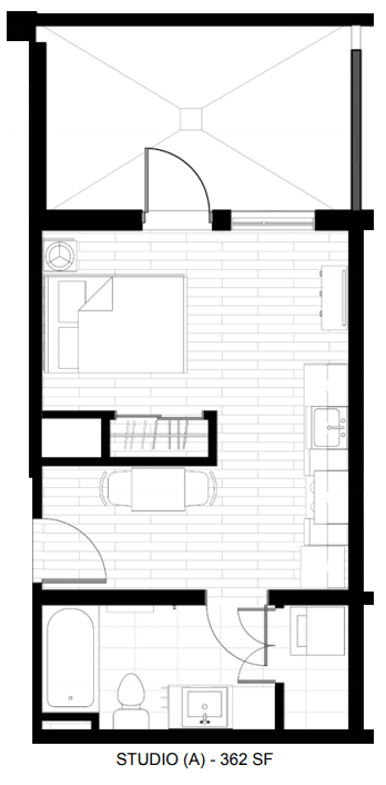 Floor Plan  O2 Apartments Studio A Floor Plan