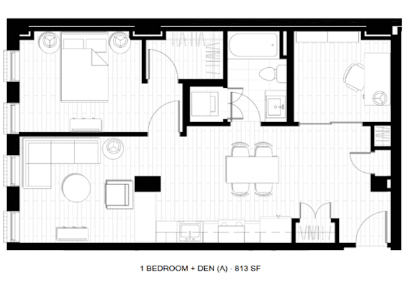 O2 Apartments 1 Bedroom Den Floor Plan