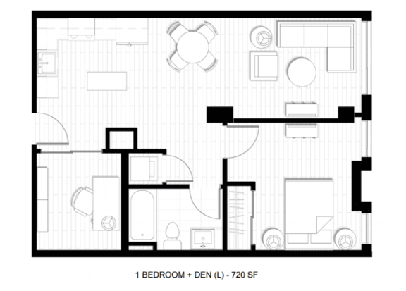 O2 Apartments 1 Bedroom Den Floor Plan
