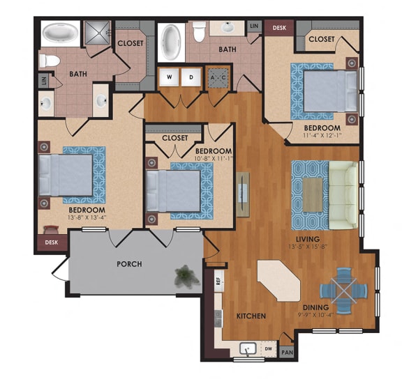 Caprock 3 Bedroom 2 Bath Floor Plan