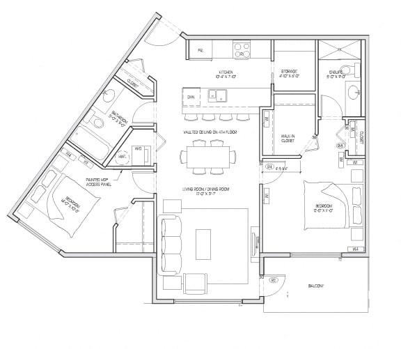 Two bedroom, two bathroom apartment layout at Summerhill Place in Nanaimo, BC