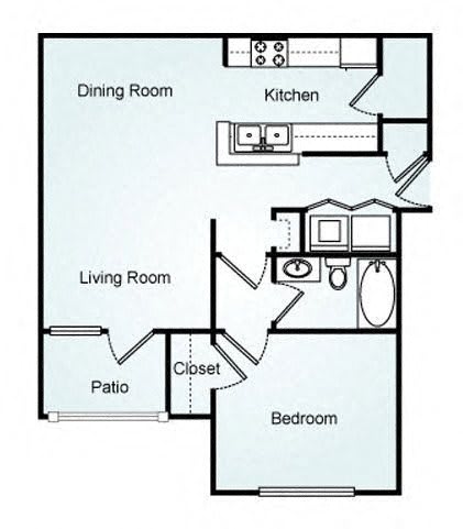 1 Bed 1 Bath Floor Plan at 150 Summit, Birmingham, AL, 35243