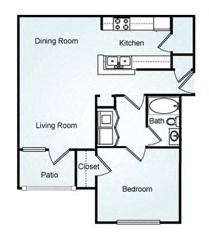1 Bed 1 Bath Floor Plan A at 150 Summit, Alabama, 35243