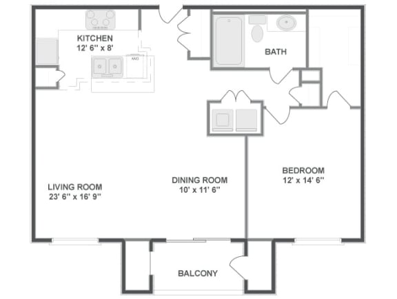 Floor plan at The Mil Ton Luxury Apartments, Vernon Hills