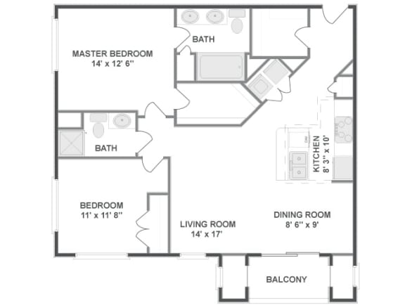 Floor plan at The Mil Ton Luxury Apartments, Vernon Hills, IL