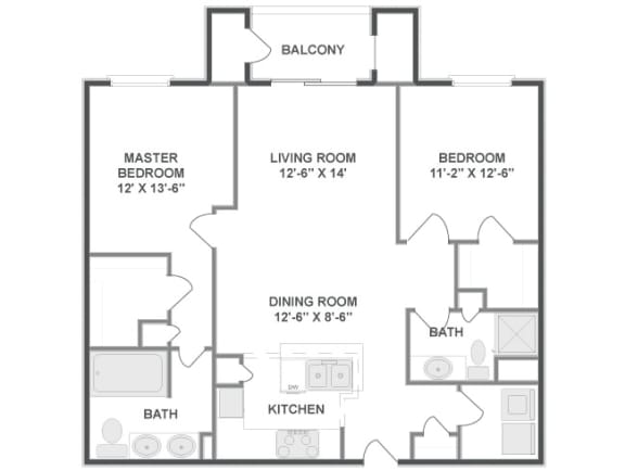 Floor plan at The Mil Ton Luxury Apartments, Vernon Hills, 60061