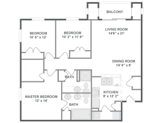 Floor plan at The Mil Ton Luxury Apartments, Vernon Hills