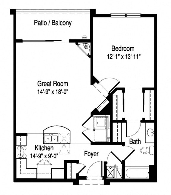 C1B Floor Plan at Poplar Creek Apartments, Brookfield, WI, 53045