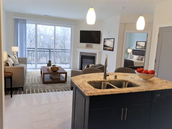 1x1C-LivingRoom at Poplar Creek Apartments, Brookfield, WI, 53045