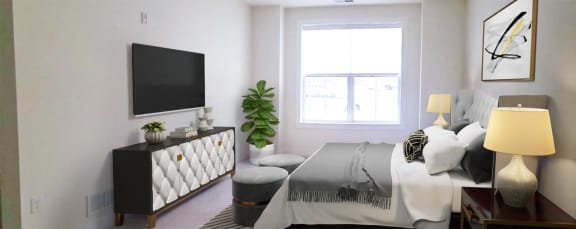 2x2I-GuestBedroom at Poplar Creek Apartments, Brookfield, Wisconsin