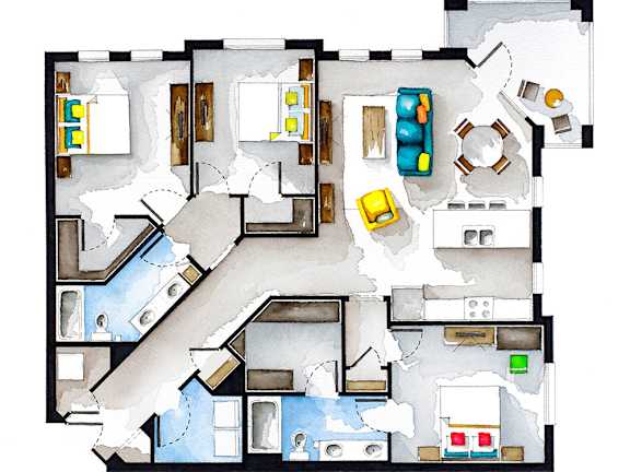 The Eden 3 BR Floor Plan at The Roseberry, Columbia, SC