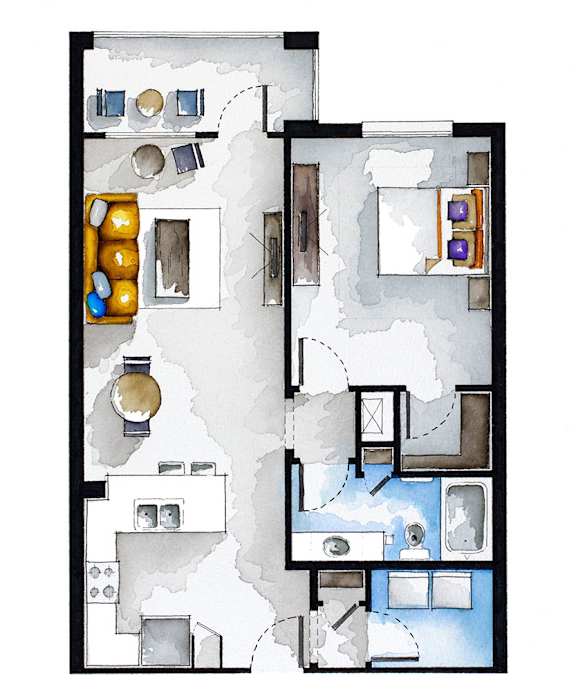 The Emma 1 BR Floor Plan at The Roseberry, Columbia
