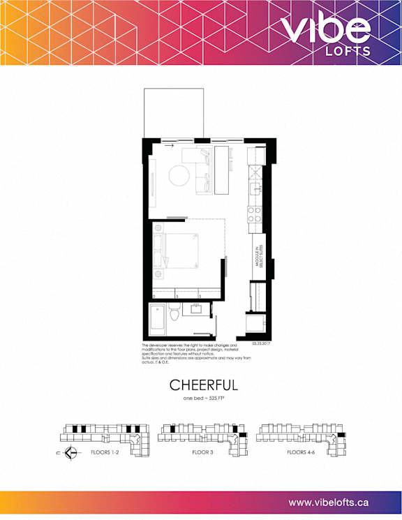 Cheerful - 1 Bedroom 1 Bath Layout