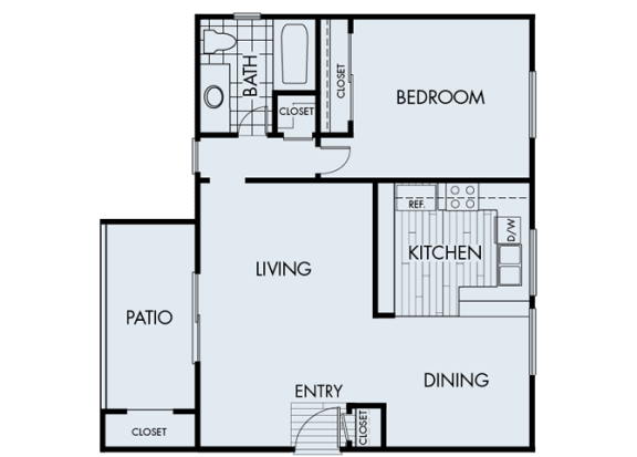 1 Bed 1 Bath 1A Floor Plan 1 Bed 1 Bath 1A Floor Plan at Corte Bella, Fountain Valley, California