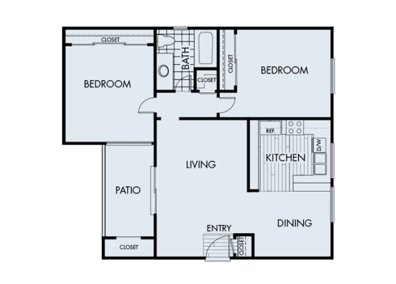 2 Bed 1 Bath 2A Floor Plan 2 Bed 1 Bath 2A Floor Plan at Corte Bella, Fountain Valley