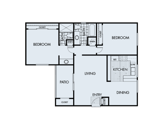 2 Bed 2 Bath 2B Floor Plan 2 Bed 2 Bath 2B Floor Plan at Corte Bella, California