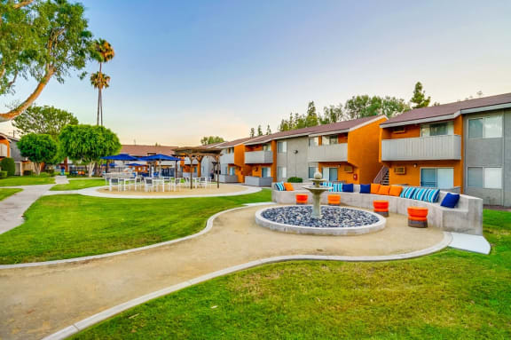 Outside View of the Courtyard at Pacific Trails Luxury Apartment Homes, Covina, CA