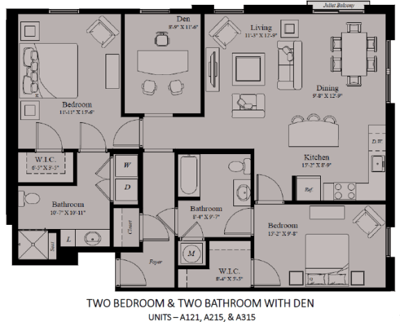 Floor Plan  2 Bedroom, 2 Bath