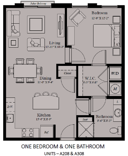 One Bedroom  One Bathroom Floor Plan at Wormans Mill, Frederick, MD, 21701