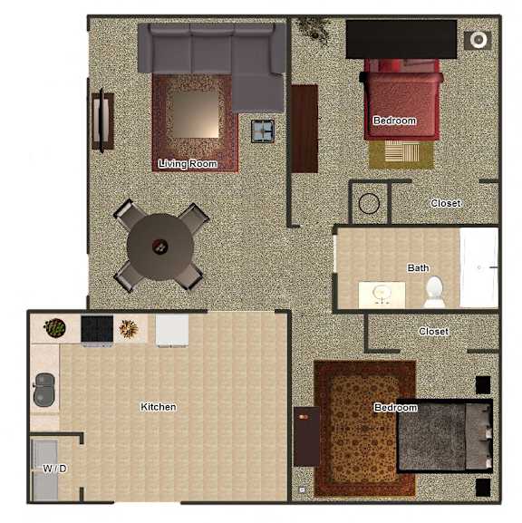 Floor Plan  2 Bedroom / 1 Bathroom