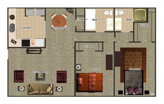 Floor Plan  2 Bedroom / 2 Bathroom