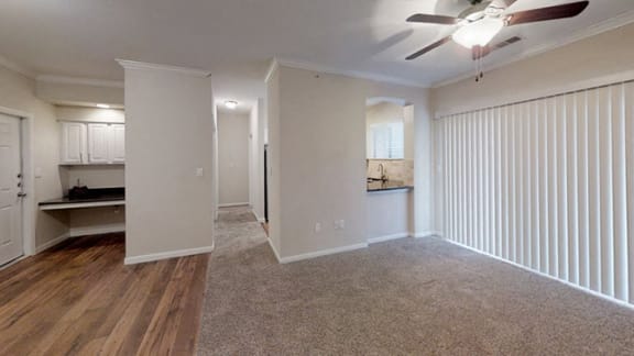 Unfurnished Living Room at Wind Dance, Carrollton, TX