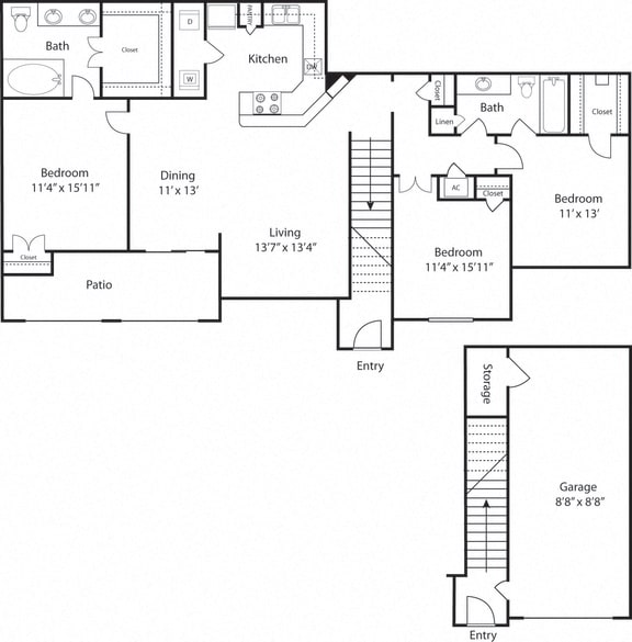 Medina | 3 Bedroom Floor Plan at Wind Dance, Carrollton, 75010