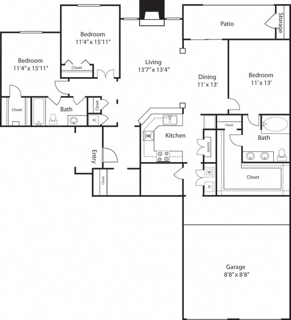 Uvalde | 3 Bedroom Floor Plan at Wind Dance, Carrollton