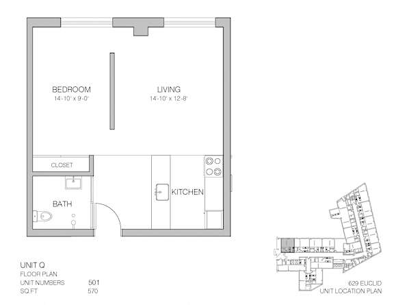 1 bed 1 bath B at Lofts at 629, Ohio