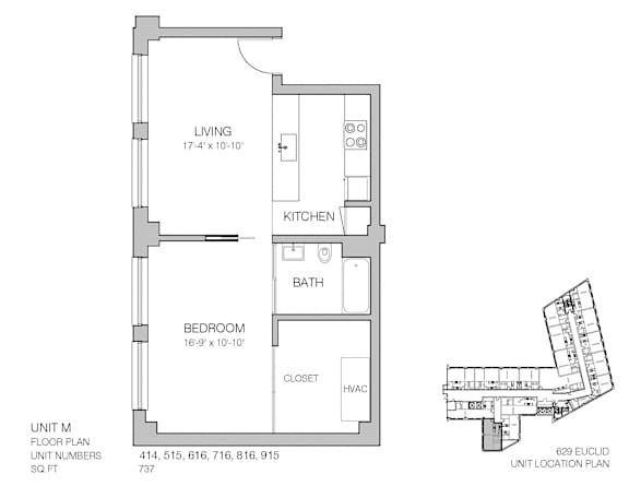 1 bed 1 bath K at Lofts at 629, Cleveland, OH, 44114