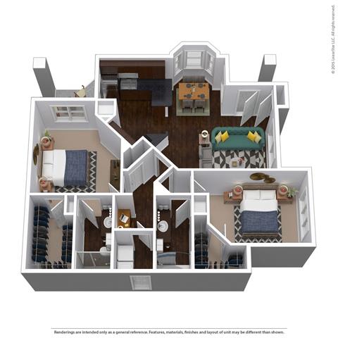 B2B1 Floor Plan at Waterstone at Cinco Ranch, Texas