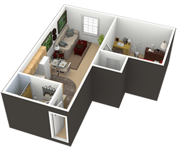 1 bedroom 1 bathroom Floor plan at The Falls, Mission, KS