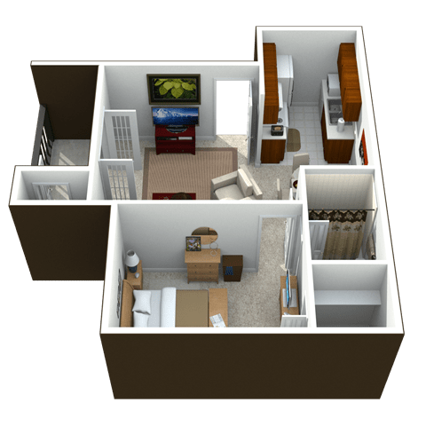 A1 - 1 Bedroom 1 Bath 537 Sq. Ft. Floor Plan t Springhill Apartments, Overland Park, KS, 66213