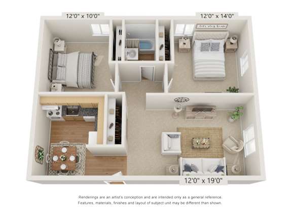 Eagle Pointe 2 Bed floor plan at Eagle Pointe New London, CT