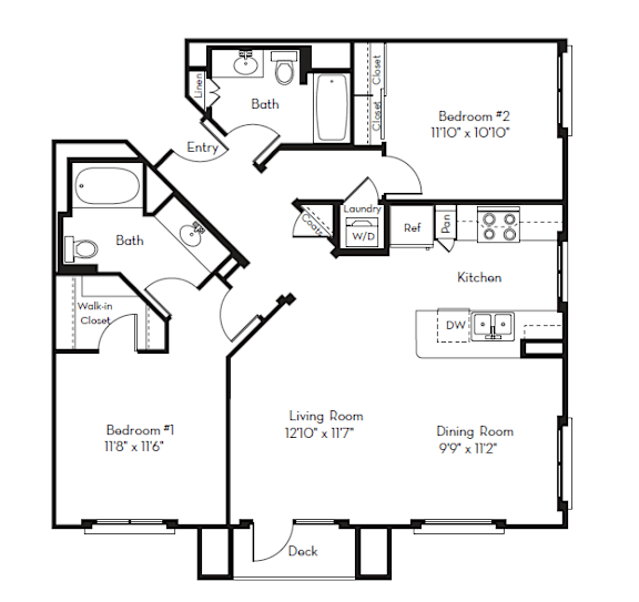 2 Bed 2 Bath Plan E at Apex Mission Valley, San Diego, CA, 92108