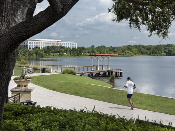 Lake side jog at Azul Baldwin Park, Orlando, FL, 32814