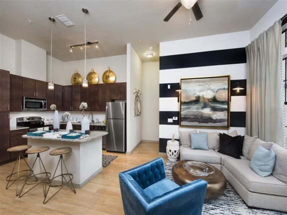 Sofa near kitchen at Azul Baldwin Park, Orlando, 32814