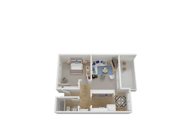 One Bed One Bath Floor Plan at Carriage House, Fremont, CA