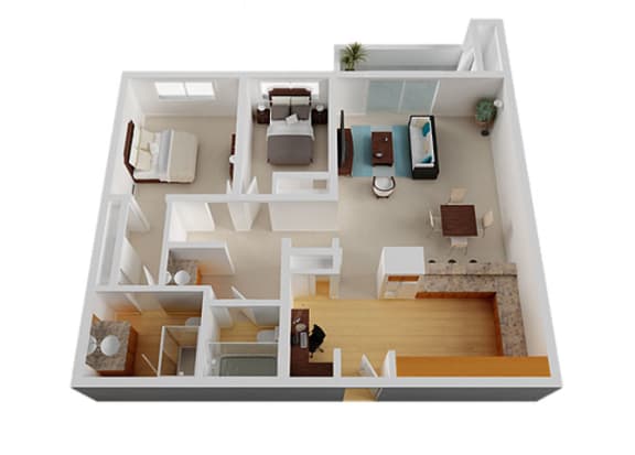 Two Bedroom Floor Plan at Castlewood, Walnut Creek, 94596