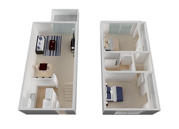 Two Bedroom 1 Bath Floorplan at Diablo Pointe, Walnut Creek, California