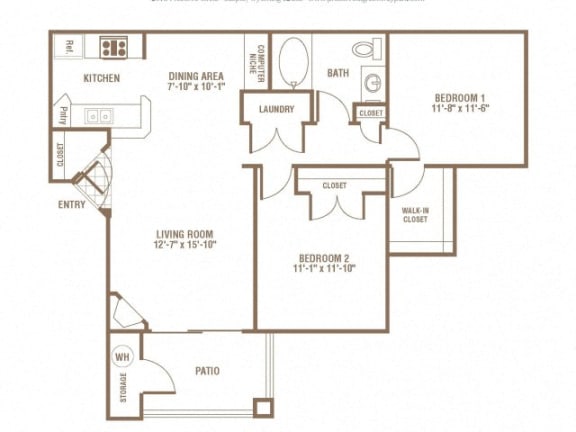 2 Bedroom 1 Bath Floor Plan 2 Bedroom 1 Bath Floor Plan at The Preserve at Greenway Park, Casper