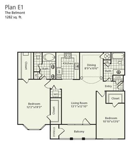 2 Bedroom Apartment Plan E1