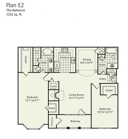 2 Bedroom Apartment Plan E2