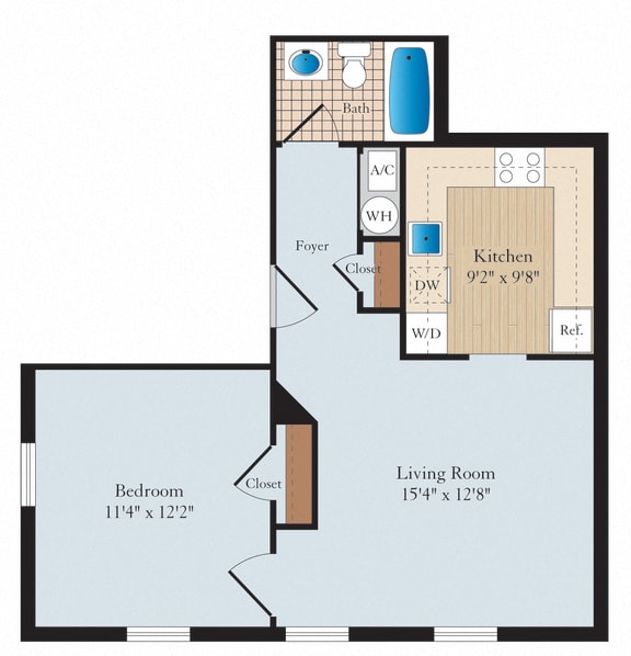 1 Bed 1 Bath A01 Floor Plan 1 Bed 1 Bath A01 Floor Plan at Myerton, Virginia, 22204