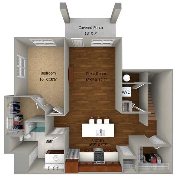 1 bedroom/1 Bathroom (944 sf)1FloorPlan at Cedar Place Apartments, Cedarburg