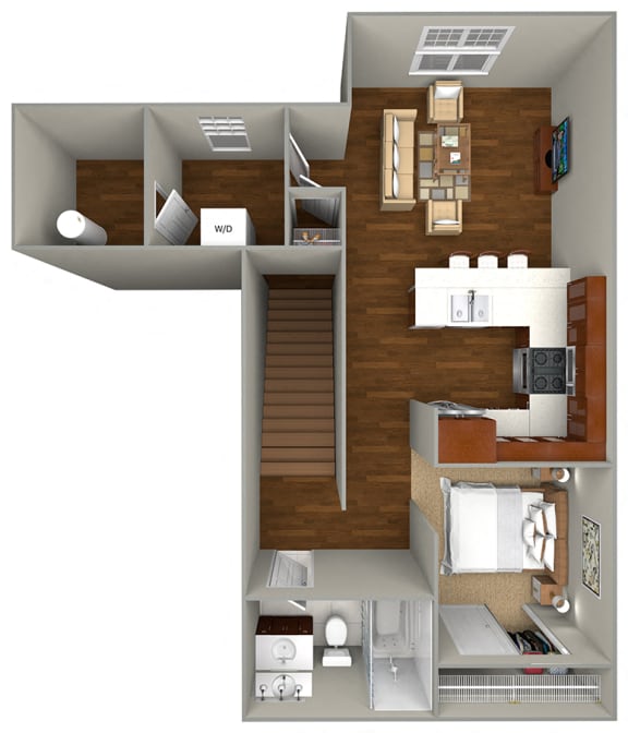 Studio / 1 Bath (624 sf) Floor Plan at Cedar Place Apartments, Cedarburg, WI, 53012